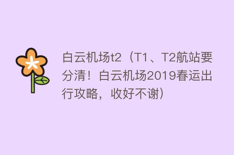 白云机场t2（T1、T2航站要分清！白云机场2019春运出行攻略，收好不谢）