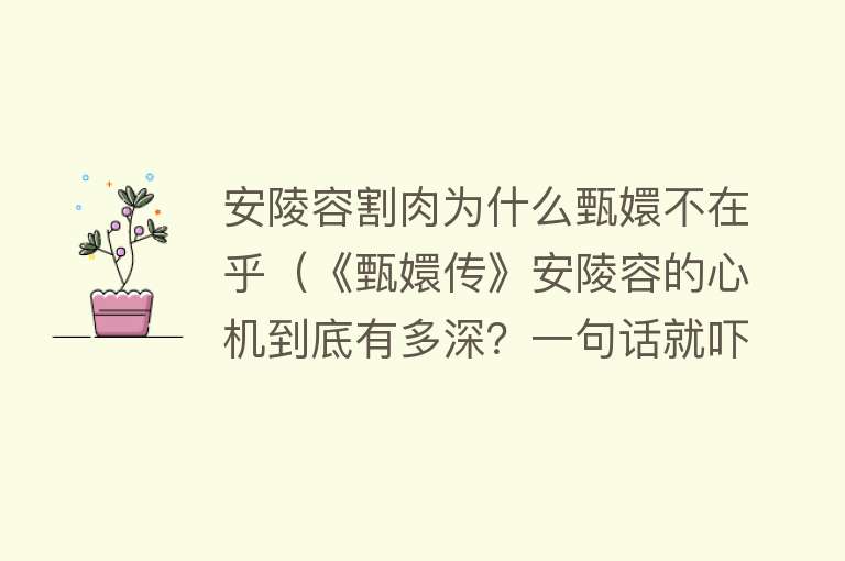 安陵容割肉为什么甄嬛不在乎（《甄嬛传》安陵容的心机到底有多深？一句话就吓得甄嬛魂不守舍！）