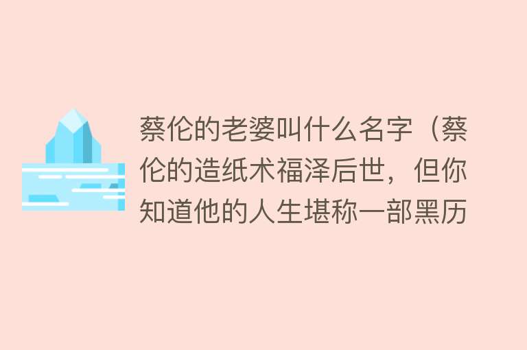 蔡伦的老婆叫什么名字（蔡伦的造纸术福泽后世，但你知道他的人生堪称一部黑历史吗？）