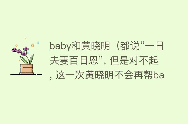 baby和黄晓明（都说“一日夫妻百日恩”, 但是对不起, 这一次黄晓明不会再帮baby）