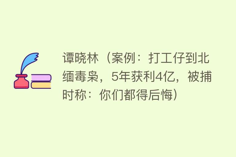 谭晓林（案例：打工仔到北缅毒枭，5年获利4亿，被捕时称：你们都得后悔）