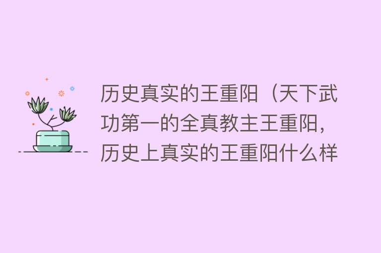 历史真实的王重阳（天下武功第一的全真教主王重阳，历史上真实的王重阳什么样？）