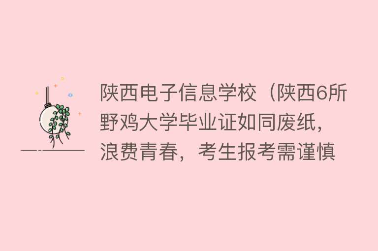 陕西电子信息学校（陕西6所野鸡大学毕业证如同废纸，浪费青春，考生报考需谨慎）