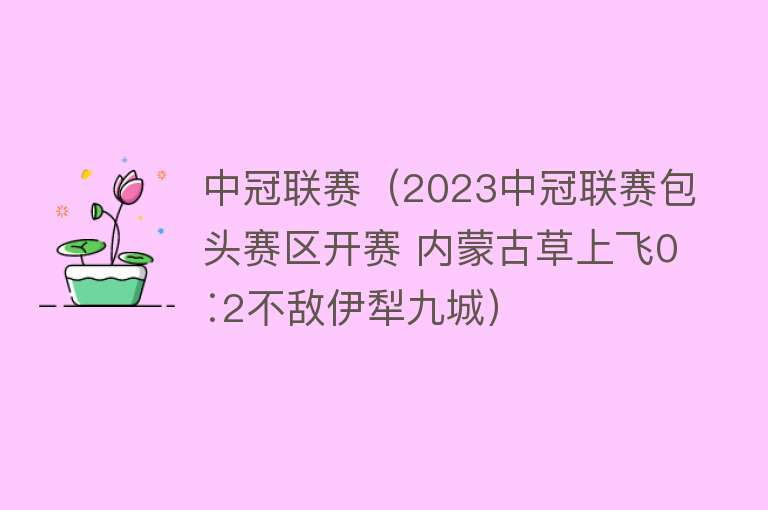 中冠联赛（2023中冠联赛包头赛区开赛 内蒙古草上飞0∶2不敌伊犁九城）