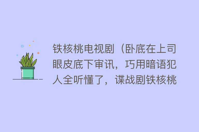 铁核桃电视剧（卧底在上司眼皮底下审讯，巧用暗语犯人全听懂了，谍战剧铁核桃2）