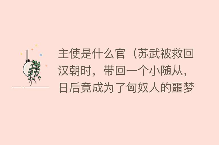 主使是什么官（苏武被救回汉朝时，带回一个小随从，日后竟成为了匈奴人的噩梦）