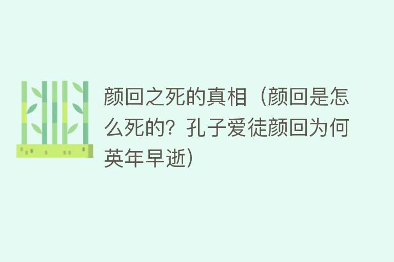 颜回之死的真相（颜回是怎么死的？孔子爱徒颜回为何英年早逝）