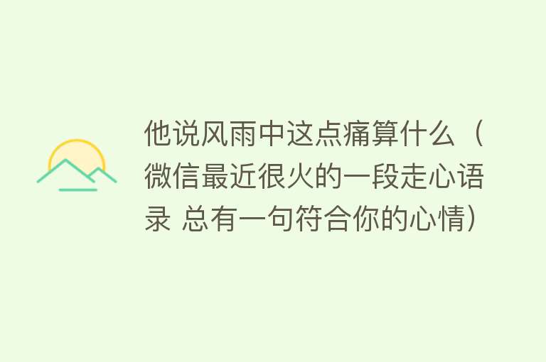 他说风雨中这点痛算什么（微信最近很火的一段走心语录 总有一句符合你的心情）