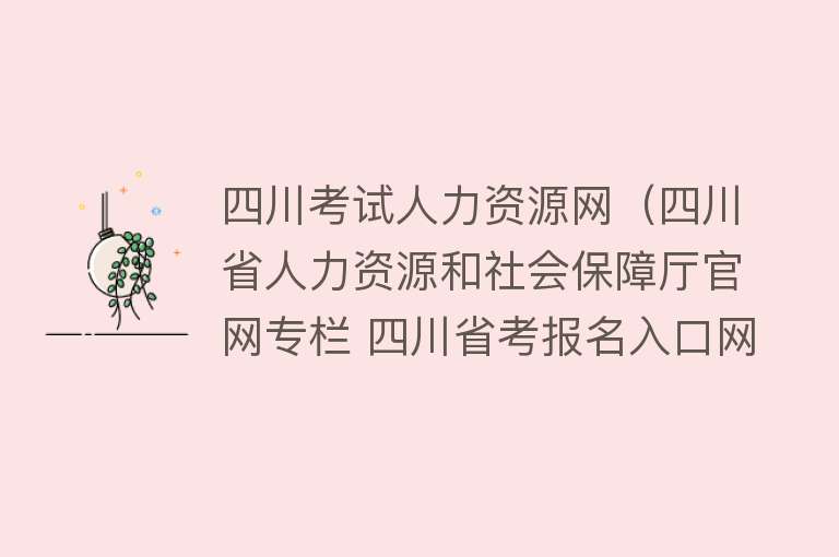 四川考试人力资源网（四川省人力资源和社会保障厅官网专栏 四川省考报名入口网站）