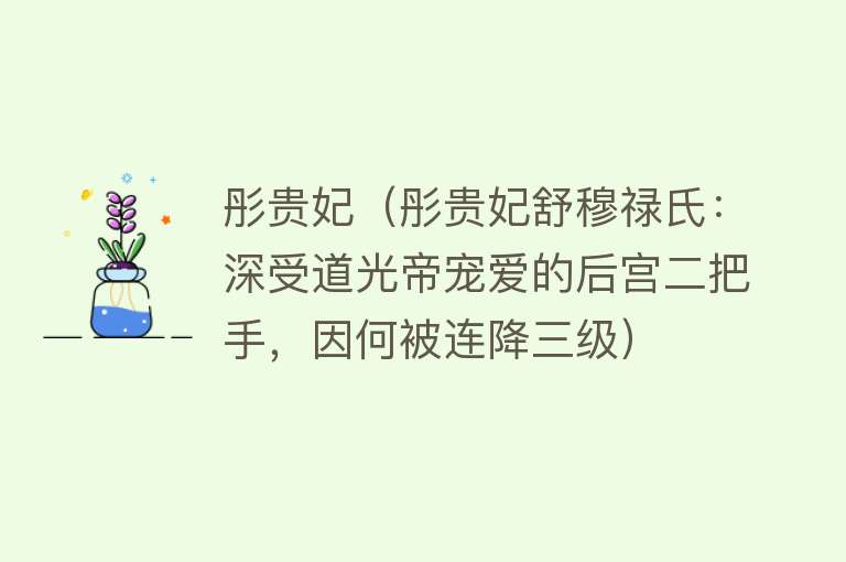 彤贵妃（彤贵妃舒穆禄氏：深受道光帝宠爱的后宫二把手，因何被连降三级）