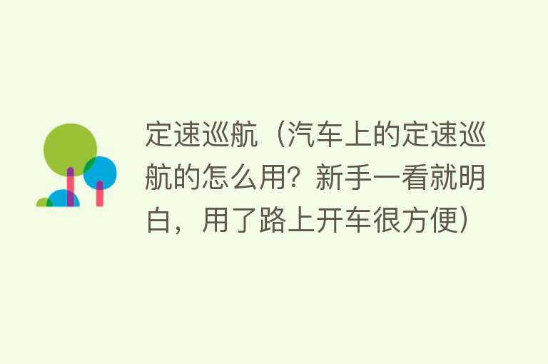 定速巡航（汽车上的定速巡航的怎么用？新手一看就明白，用了路上开车很方便）