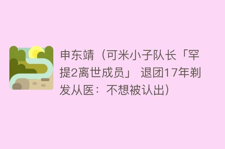 申东靖（可米小子队长「罕提2离世成员」 退团17年剃发从医：不想被认出）