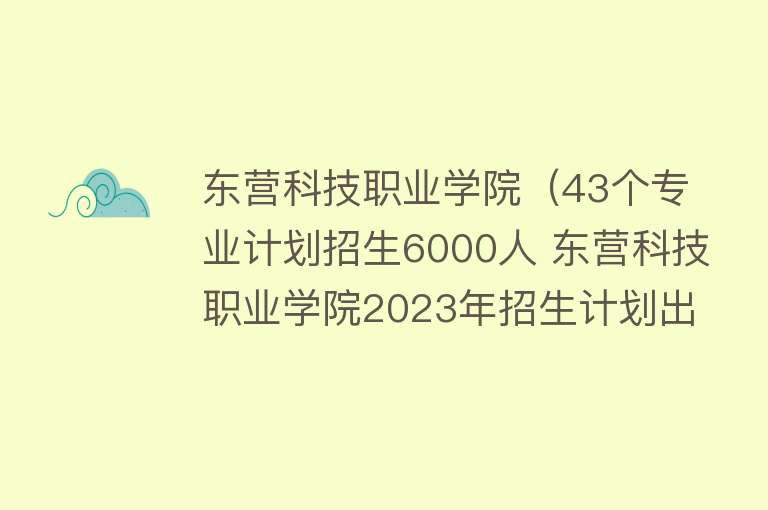 东营科技职业学院（43个专业计划招生6000人 东营科技职业学院2023年招生计划出炉）