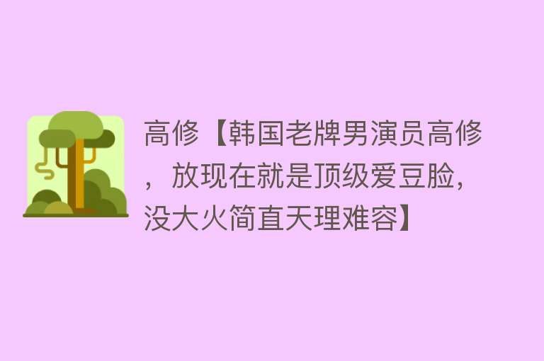 高修【韩国老牌男演员高修，放现在就是顶级爱豆脸，没大火简直天理难容】