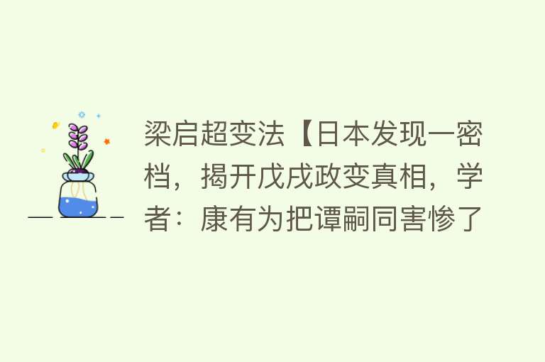 梁启超变法【日本发现一密档，揭开戊戌政变真相，学者：康有为把谭嗣同害惨了】