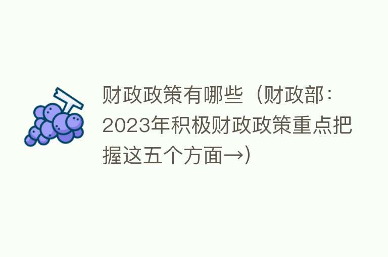 财政政策有哪些(财政部:2023年积极财政政策重点把握这五个方面→)