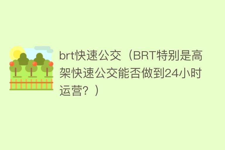 brt快速公交（BRT特别是高架快速公交能否做到24小时运营？）