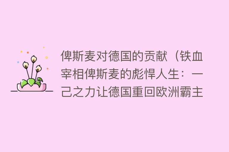 俾斯麦对德国的贡献（铁血宰相俾斯麦的彪悍人生：一己之力让德国重回欧洲霸主地位！） 
