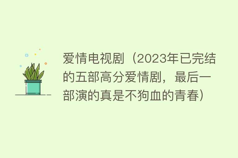爱情电视剧(2023年已完结的五部高分爱情剧,最后一部演的真是不狗血的青春)