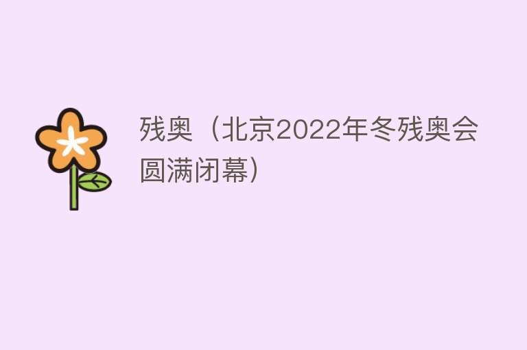 残奥（北京2022年冬残奥会圆满闭幕） 