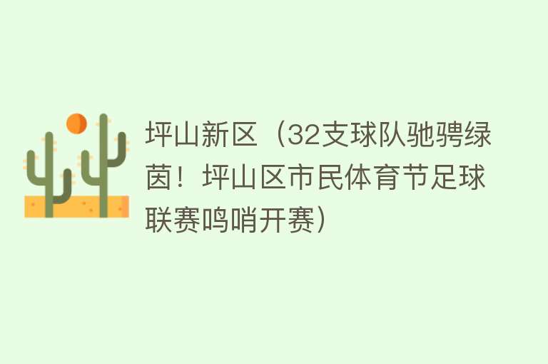 坪山新区（32支球队驰骋绿茵！坪山区市民体育节足球联赛鸣哨开赛） 