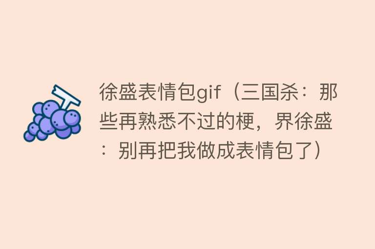 徐盛表情包gif(三国杀:那些再熟悉不过的梗,界徐盛:别再把我做成表情包了)