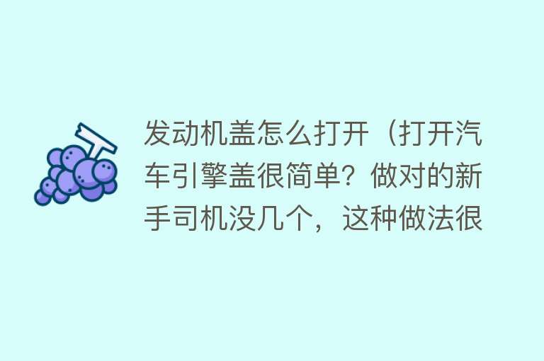 发动机盖怎么打开（打开汽车引擎盖很简单？做对的新手司机没几个，这种做法很危险） 