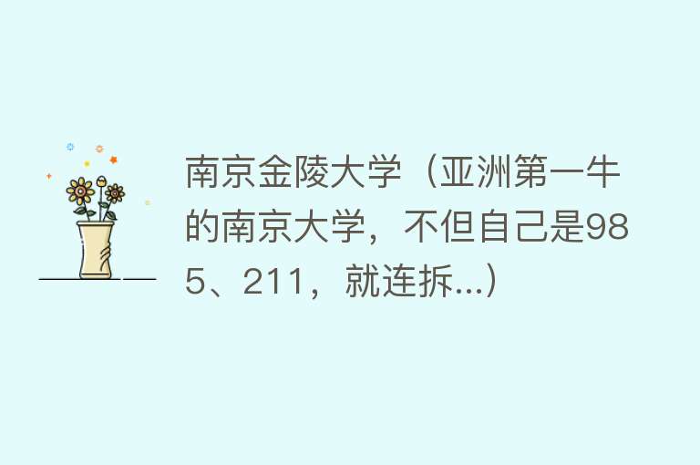 南京金陵大学(亚洲第一牛的南京大学,不但自己是985、211,就连拆...)