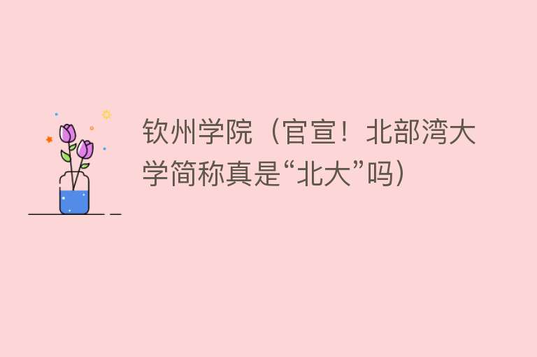 钦州学院（官宣！北部湾大学简称真是“北大”吗） 