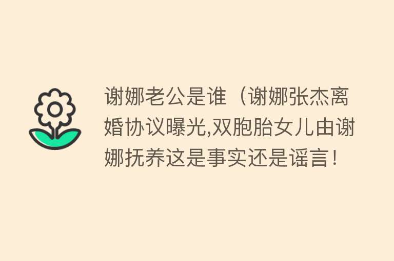 谢娜老公是谁(谢娜张杰离婚协议曝光,双胞胎女儿由谢娜抚养这是事实还是谣言!)