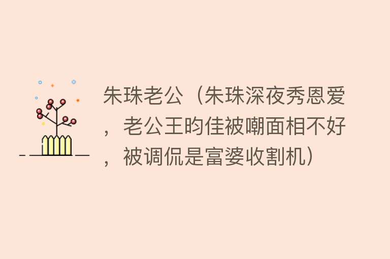 朱珠老公（朱珠深夜秀恩爱，老公王昀佳被嘲面相不好，被调侃是富婆收割机）