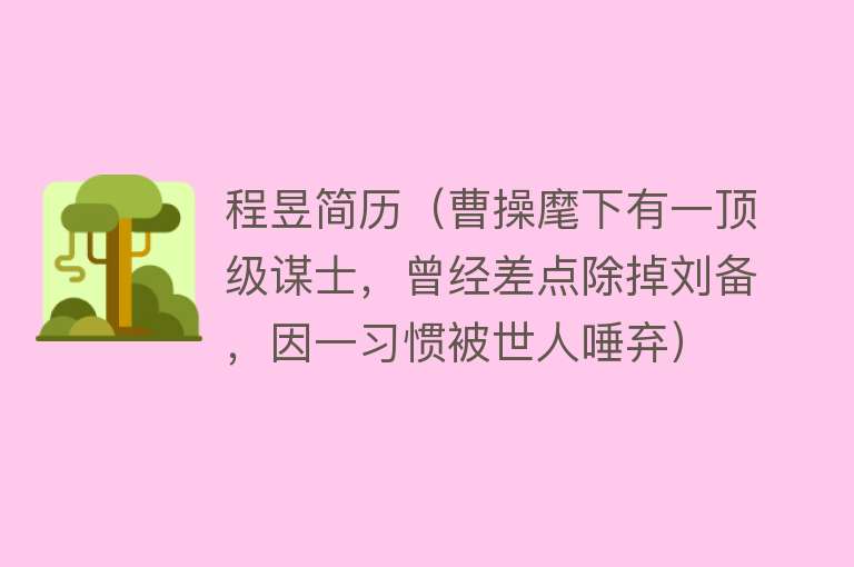 程昱简历(曹操麾下有一顶级谋士,曾经差点除掉刘备,因一习惯被世人唾弃)