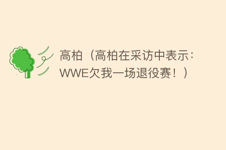 高柏（高柏在采访中表示：WWE欠我一场退役赛！） 