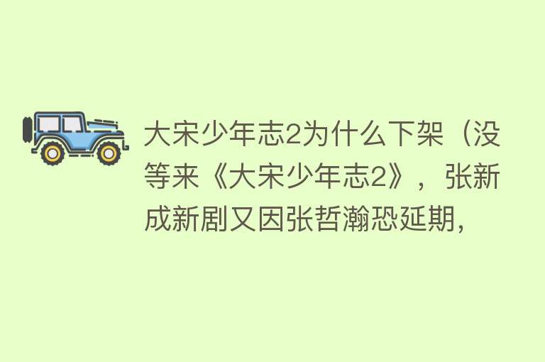 大宋少年志2为什么下架（没等来《大宋少年志2》，张新成新剧又因张哲瀚恐延期，他太难了） 