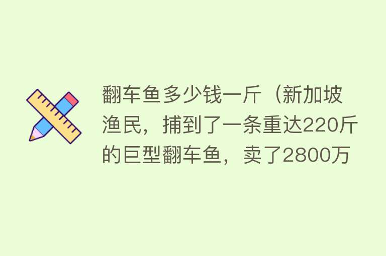 翻车鱼多少钱一斤（新加坡渔民，捕到了一条重达220斤的巨型翻车鱼，卖了2800万） 