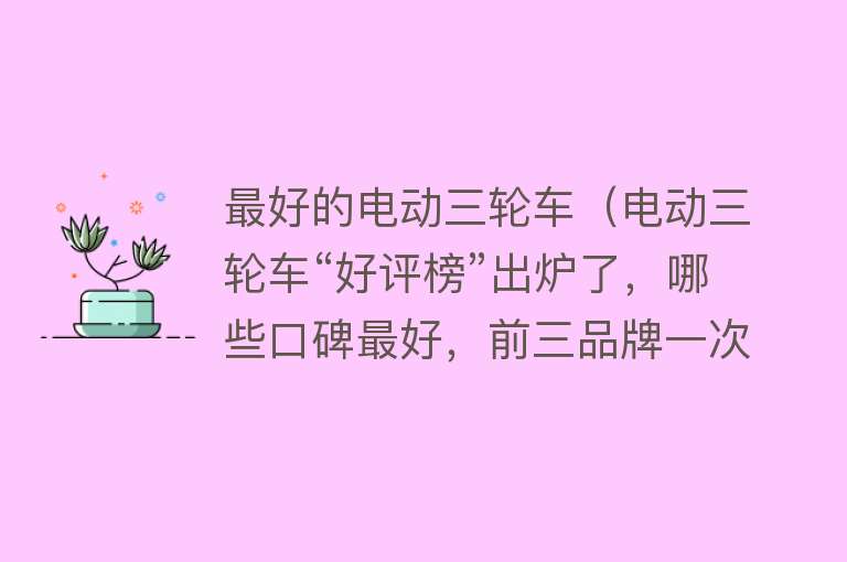 最好的电动三轮车（电动三轮车“好评榜”出炉了，哪些口碑最好，前三品牌一次说清楚） 