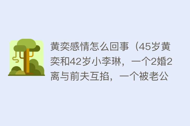 黄奕感情怎么回事（45岁黄奕和42岁小李琳，一个2婚2离与前夫互掐，一个被老公宠成宝） 