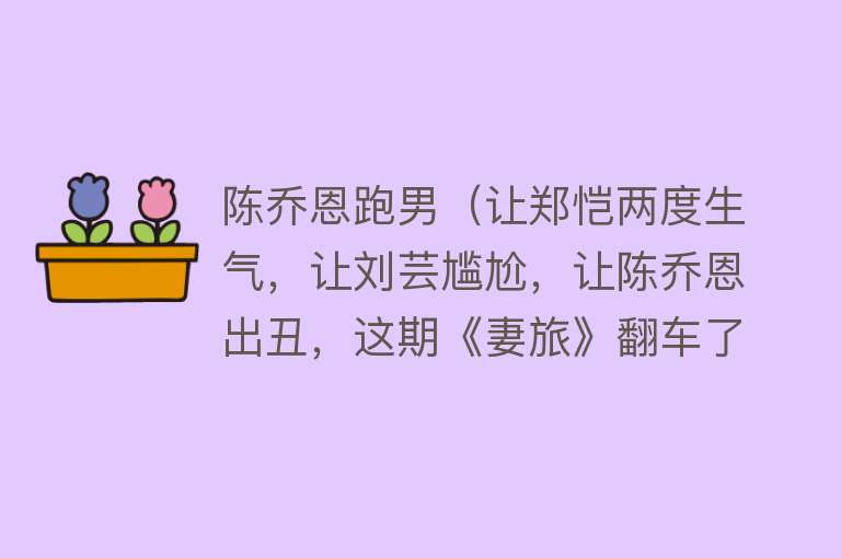 陈乔恩跑男（让郑恺两度生气，让刘芸尴尬，让陈乔恩出丑，这期《妻旅》翻车了） 