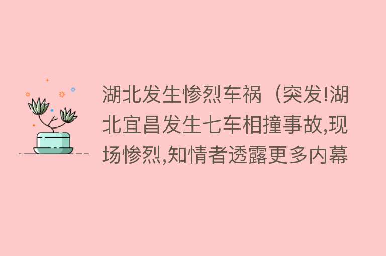 湖北发生惨烈车祸（突发!湖北宜昌发生七车相撞事故,现场惨烈,知情者透露更多内幕） 