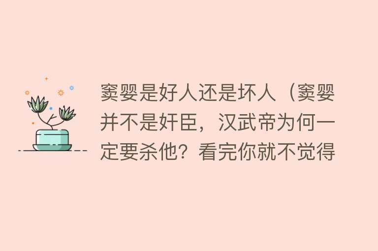 窦婴是好人还是坏人（窦婴并不是奸臣，汉武帝为何一定要杀他？看完你就不觉得可惜了！） 