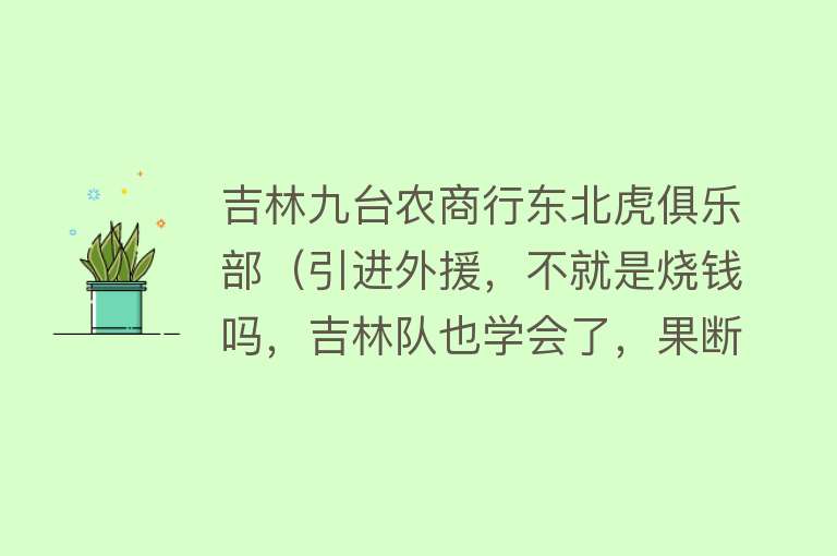 吉林九台农商行东北虎俱乐部(引进外援,不就是烧钱吗,吉林队也学会了,果断花钱疯狂补强)
