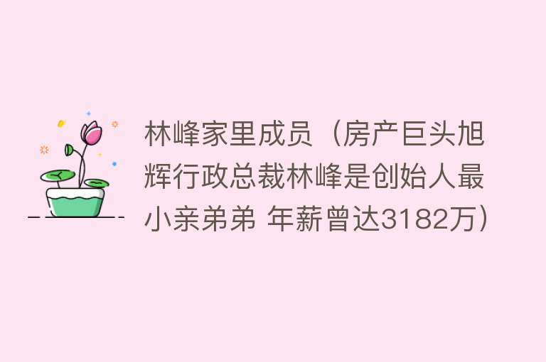 林峰家里成员（房产巨头旭辉行政总裁林峰是创始人最小亲弟弟 年薪曾达3182万） 
