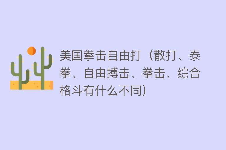 美国拳击自由打（散打、泰拳、自由搏击、拳击、综合格斗有什么不同） 