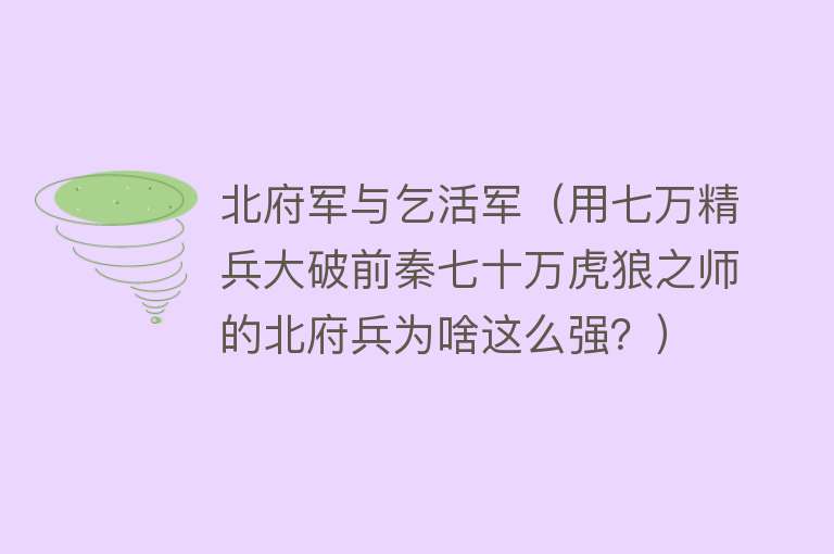 北府军与乞活军（用七万精兵大破前秦七十万虎狼之师的北府兵为啥这么强？） 