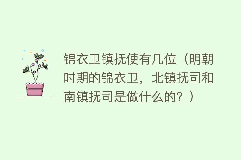 锦衣卫镇抚使有几位（明朝时期的锦衣卫，北镇抚司和南镇抚司是做什么的？） 