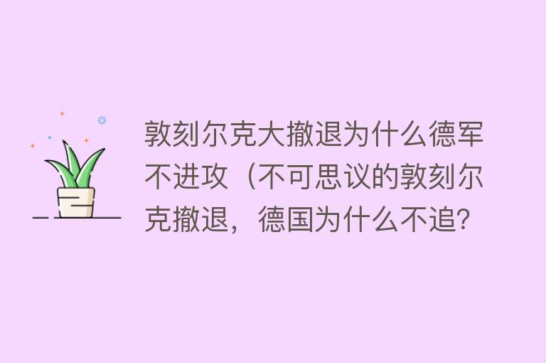 敦刻尔克大撤退为什么德军不进攻（不可思议的敦刻尔克撤退，德国为什么不追？） 