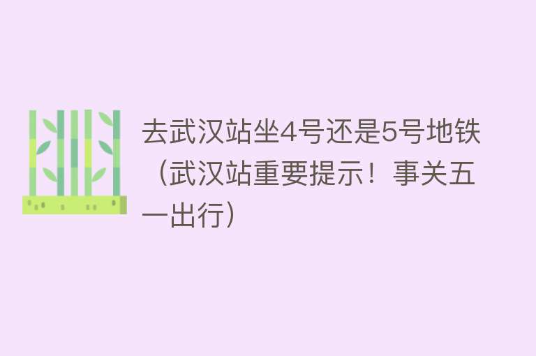 去武汉站坐4号还是5号地铁（武汉站重要提示！事关五一出行） 