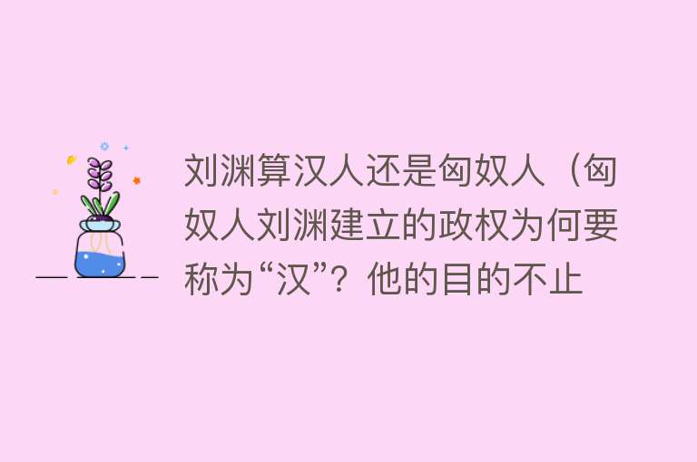 刘渊算汉人还是匈奴人(匈奴人刘渊建立的政权为何要称为“汉”?他的目的不止是一个国号)