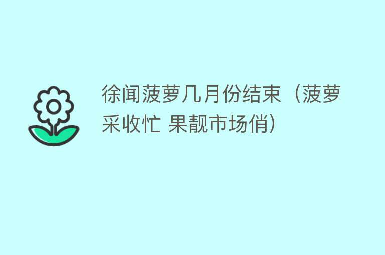 徐闻菠萝几月份结束（菠萝采收忙 果靓市场俏） 