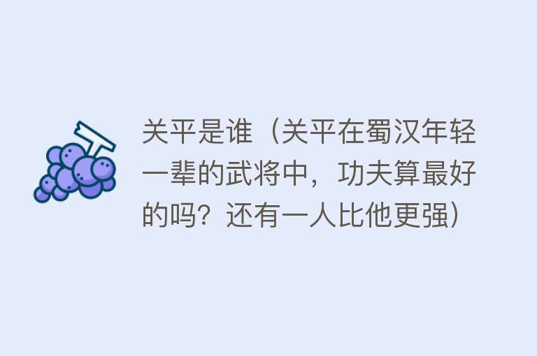 关平是谁(关平在蜀汉年轻一辈的武将中,功夫算最好的吗?还有一人比他更强)